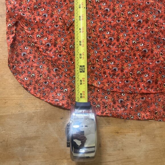 Abercrombie Womens Top Blouse Rusty Orange Floral Size L Long Sleeve Tie Front - Picture 9 of 10